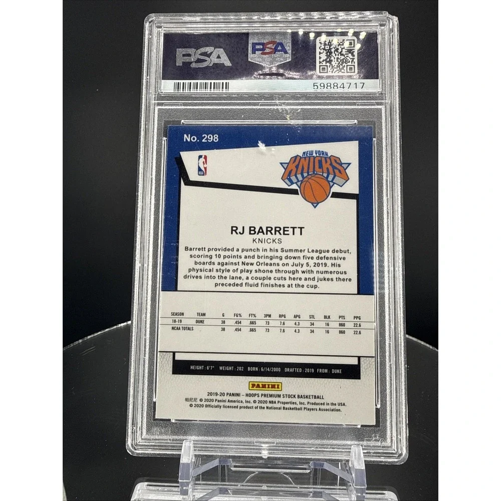 2019 Hoops Premium Stock Rj Barrett‎ ROOKIE #298  MINT 9 PSA New York Knicks